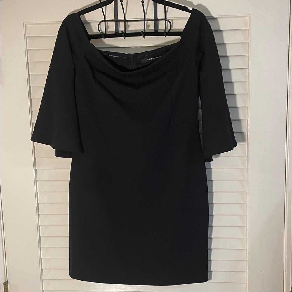 Cynthia Steffe Elegant Off Shoulder Black Long Sleeve Dress